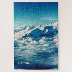Die Himalaya-Berge in Wolken Blauer Himmel Puzzle