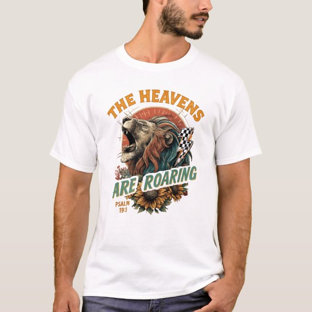 Die Himmel Brüllen Löwe Religiös T-Shirt (Vorderseite)