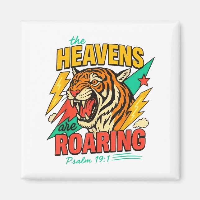 Die Himmel Brüllen Psalm 19_1 Tiger Christlich Magnet (Vorne)