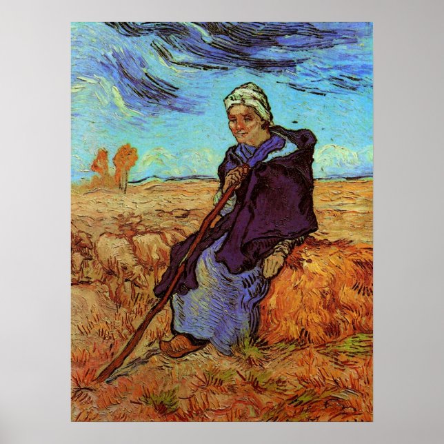 Die Hirtin (nach Millet) von Vincent van Gogh Poster (Vorne)