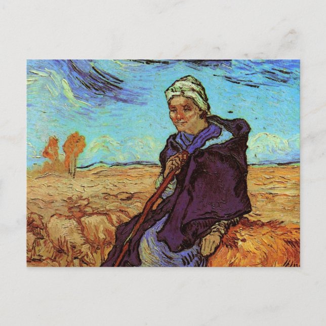 Die Hirtin (nach Millet) von Vincent van Gogh Postkarte (Vorderseite)