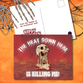Die Hitze hier unten, Halloween, der Schädel schmi Feiertagspostkarte