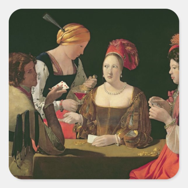 Die Hitze mit dem As der Diamanten Quadratischer Aufkleber (Vorderseite)