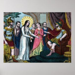 Die Hl. Philomena wird vor Kaiser Diokletian angek Poster
