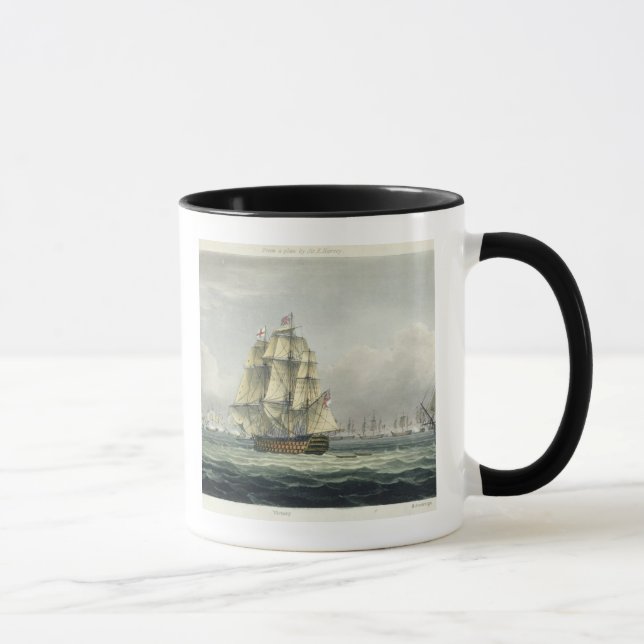 Die HMS Victory, die für die französische Linie Tasse (Rechts)