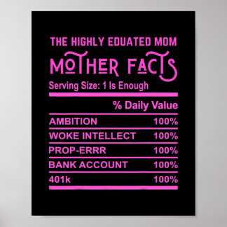 Die hoch gebildete Mama Funny Mother Facts Gag Poster