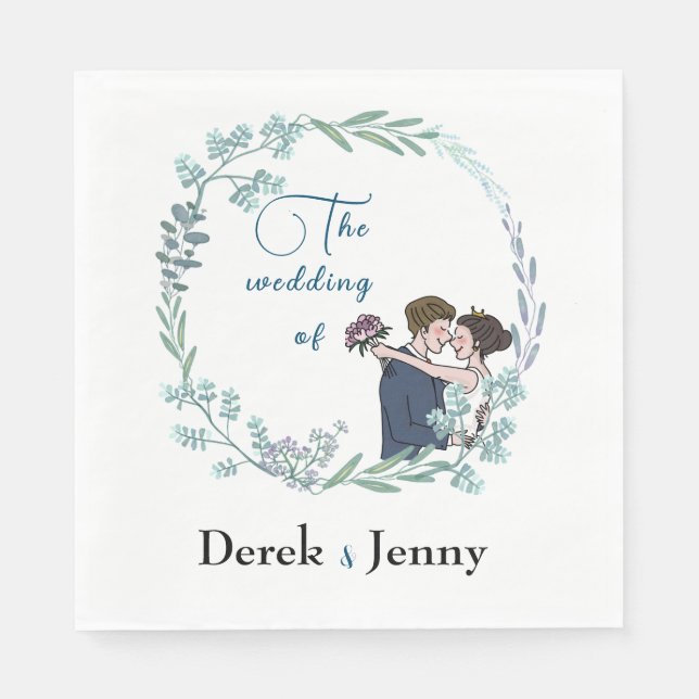 Die Hochzeit blauer Liebhaber Serviette (Vorderseite)