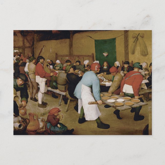 Die Hochzeit der Bauern durch Pieter Bruegel, der  Postkarte (Vorderseite)