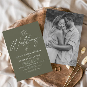 Die Hochzeit der grünen modernen Typografie Einladung