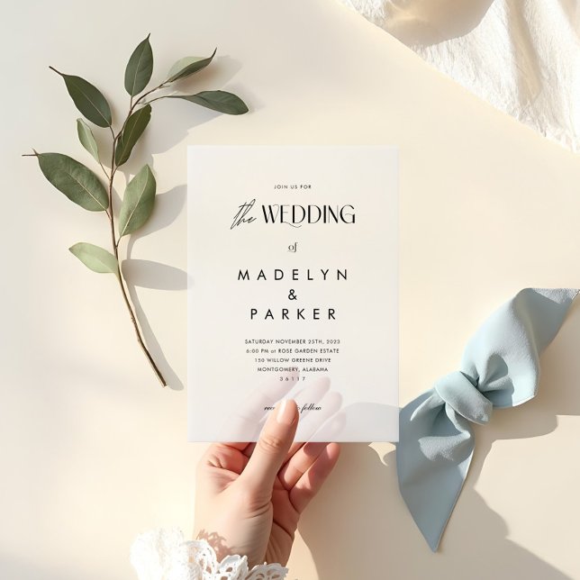Die Hochzeit der Minimal Modern Black Script Hochz (The Wedding of Minimal Modern Black Script Wedding Vellum Invitations)