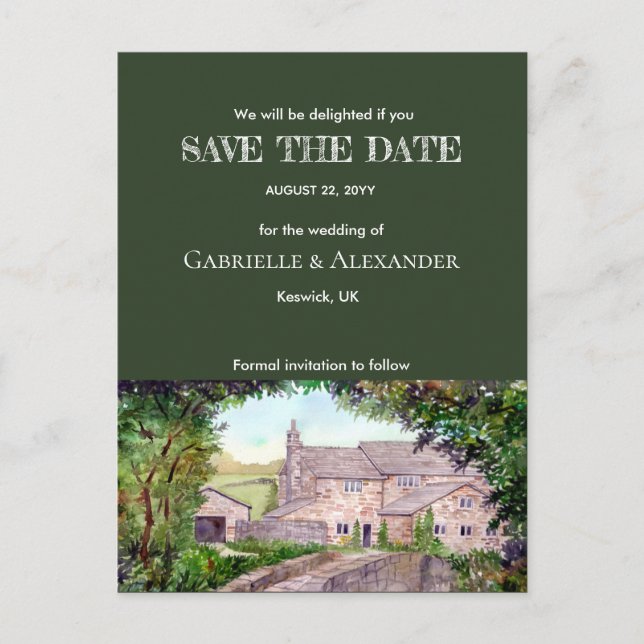 Die Hochzeit der Wasserfarbe der Stone Bridge spei Ankündigungspostkarte (Vorderseite)