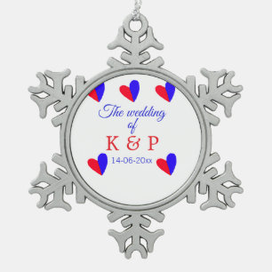 Die Hochzeit des Begleiters des Pärchens Anfangsbu Schneeflocken Zinn-Ornament