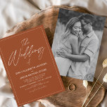 Die Hochzeit des Burnt Orange Foto Elegant Einladung<br><div class="desc">Die Hochzeit der Burnt Orange Terracotta Hochzeitsfeier oder das Summer Wedding Foto oder Picture Invitations - beinhaltet eine wunderschöne und elegante Schrift-Typografie mit einer modernen,  einfachen und klassischen Farbe für die besondere Hochzeitsfeier.</div>