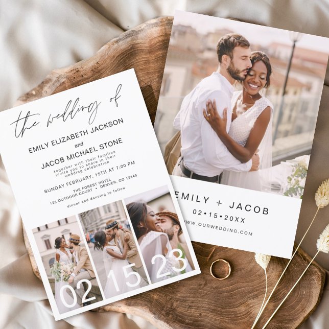 Die Hochzeit des Minimalistischen Fotos Elegant Si Einladung (Von Creator hochgeladen)