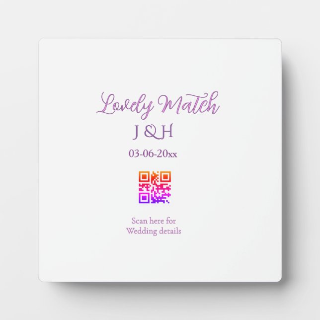 Die Hochzeit des Paares QR-Code-Scan-Detail Fotoplatte (Vorderseite)