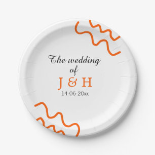 Die Hochzeit des Paares Terrakotta schwarz Pappteller