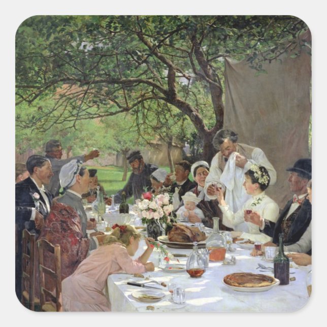 Die Hochzeit in Yport, 1886 Quadratischer Aufkleber (Vorderseite)