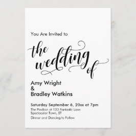 Die Hochzeit schicker Typografie, einfache Hochzei Einladung