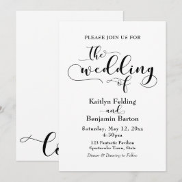 "Die Hochzeit" schwarzer Typografie, einfach, eleg Einladung