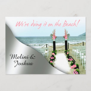 Die Hochzeit von Aisle Pink Grey Silver Beach Einladung