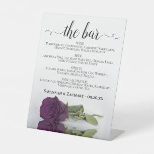 Die Hochzeit von Bar - Plum Lila Rose Drinks Sockelschild