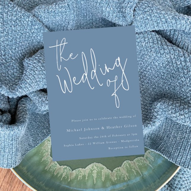 Die Hochzeit von "Dusty Blue Modern Wedding" Einladung (Von Creator hochgeladen)