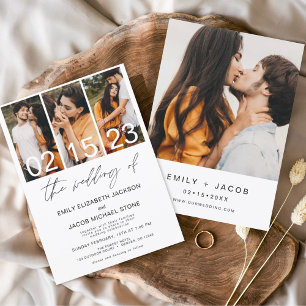 Die Hochzeit von Foto Minimalistische Weiße Hochze Einladung