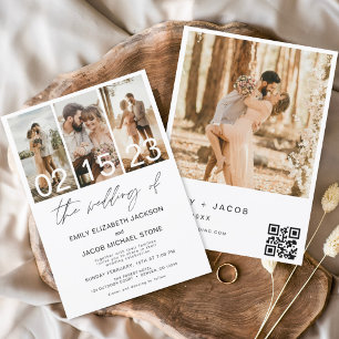 Die Hochzeit von Foto QR-Code Minimalistisch Elega Einladung