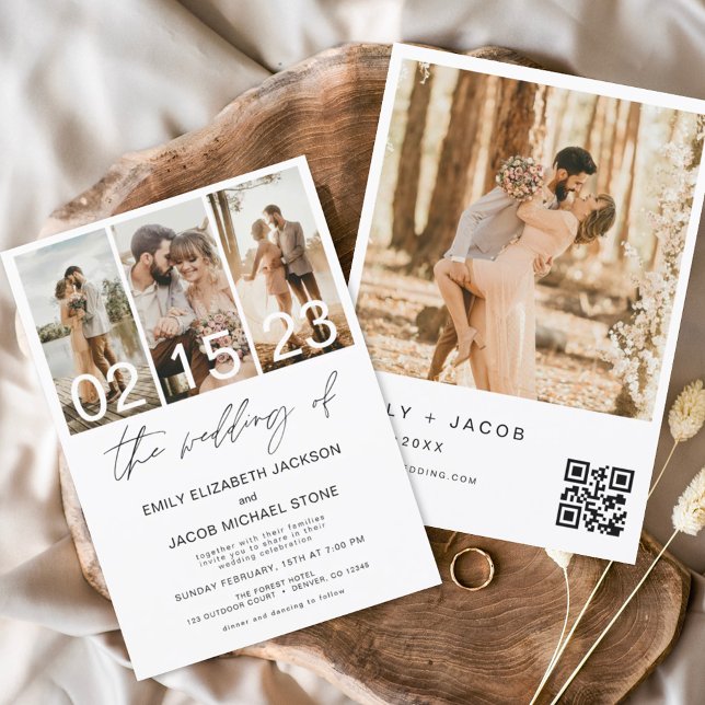 Die Hochzeit von Foto QR-Code Minimalistisch Elega Einladung (Von Creator hochgeladen)