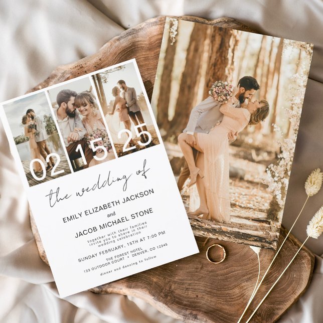 Die Hochzeit von Foto Simple Minimalistisch White Einladung (Von Creator hochgeladen)