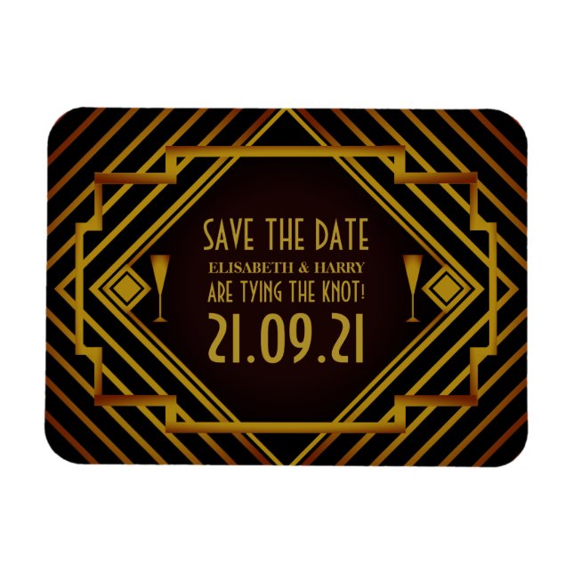 Die Hochzeit von Gatsby Gold 2020 spart das Datum Magnet (Horizontal)