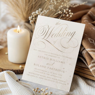 Die Hochzeit von Gold- und Beige-Textur-Hochzeit Einladung