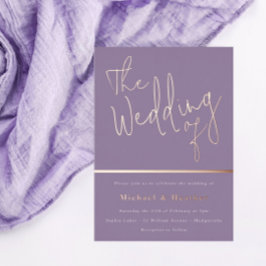Die Hochzeit von: Lila Lavendel Rose Gold Folieneinladung