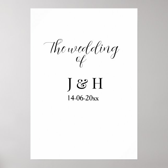 Die Hochzeit von Paarname einfache minimale Datum Poster (Vorne)
