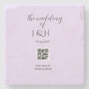 Die Hochzeit von Paarname QR-Code-Scan-Detail Steinuntersetzer