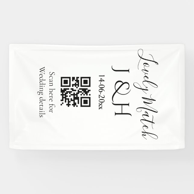 Die Hochzeit von Pärchennamen QR Code Scan Detail Banner (Horizontal)