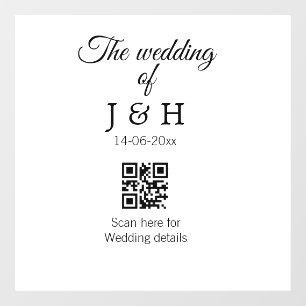 Die Hochzeit von Pärchennamen QR Code Scan Detail Fensteraufkleber