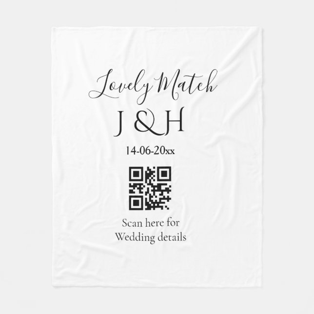 Die Hochzeit von Pärchennamen QR Code Scan Detail Fleecedecke (Vorderseite)