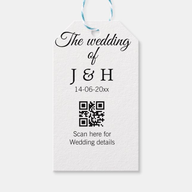 Die Hochzeit von Pärchennamen QR Code Scan Detail Geschenkanhänger (Vorderseite)