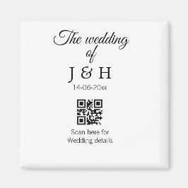 Die Hochzeit von Pärchennamen QR Code Scan Detail Magnet