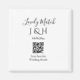 Die Hochzeit von Pärchennamen QR Code Scan Detail Magnet