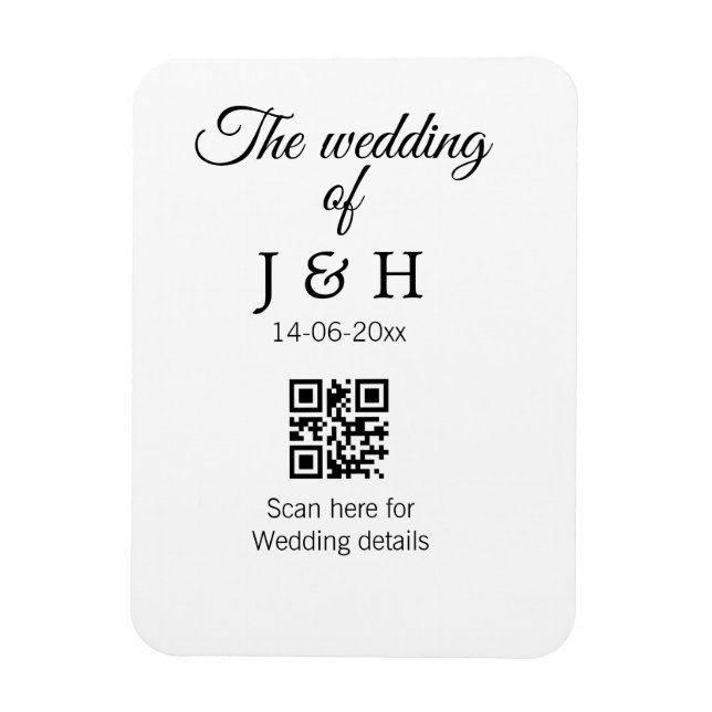 Die Hochzeit von Pärchennamen QR Code Scan Detail Magnet (Vertikal)
