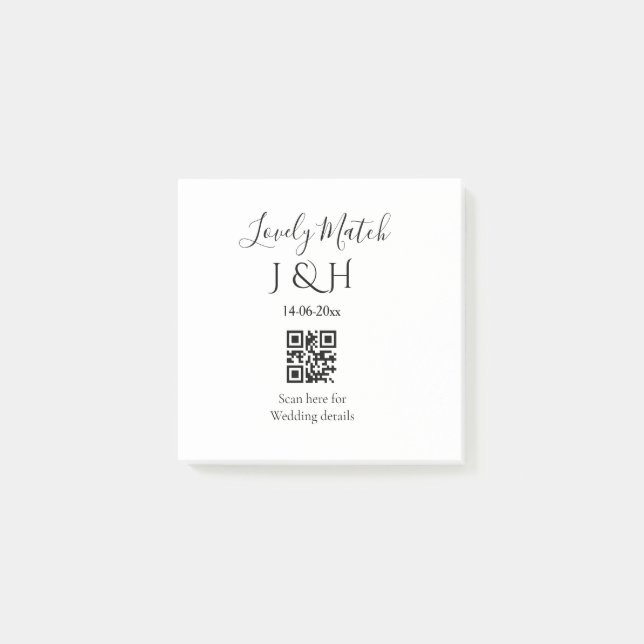 Die Hochzeit von Pärchennamen QR Code Scan Detail Post-it Klebezettel (Vorderseite)