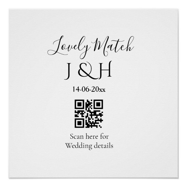 Die Hochzeit von Pärchennamen QR Code Scan Detail Poster (Vorderseite)