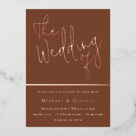 Die Hochzeit von: Terracotta Rust Boho Rose Gold Folieneinladung