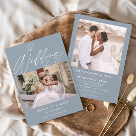 Die Hochzeit von zwei Foto Minimalistischen Dusty  Einladung
