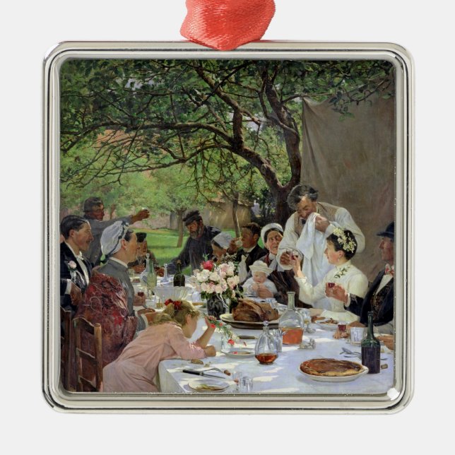 Die Hochzeits-Mahlzeit bei Yport, 1886 Silbernes Ornament (Vorne)
