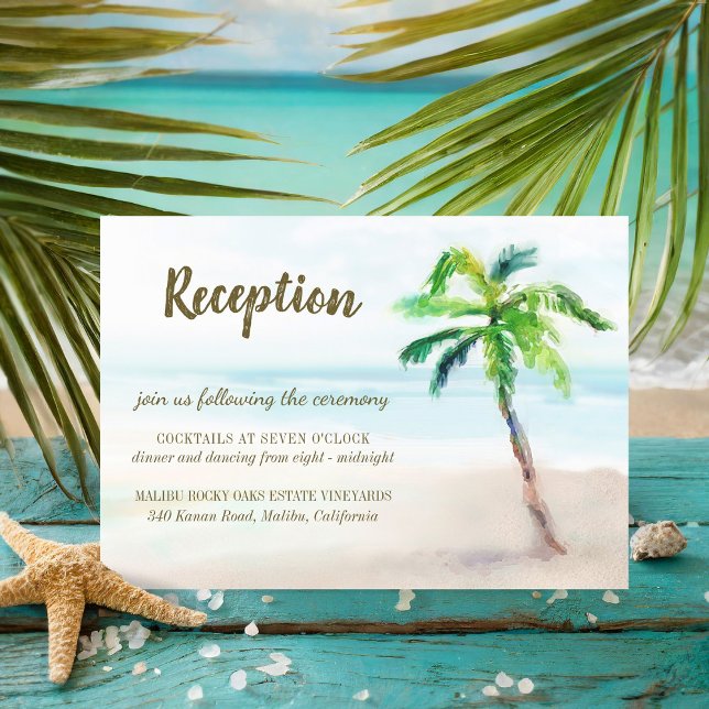 Die Hochzeitsempfehlung des Tropical Beach Palm Tr Begleitkarte (Von Creator hochgeladen)