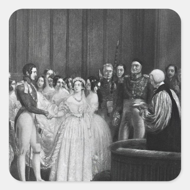 Die Hochzeitsfeier Quadratischer Aufkleber (Vorderseite)