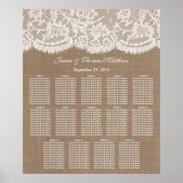 Die Hochzeitskarte für Burlap & Lace Poster (Vorne)